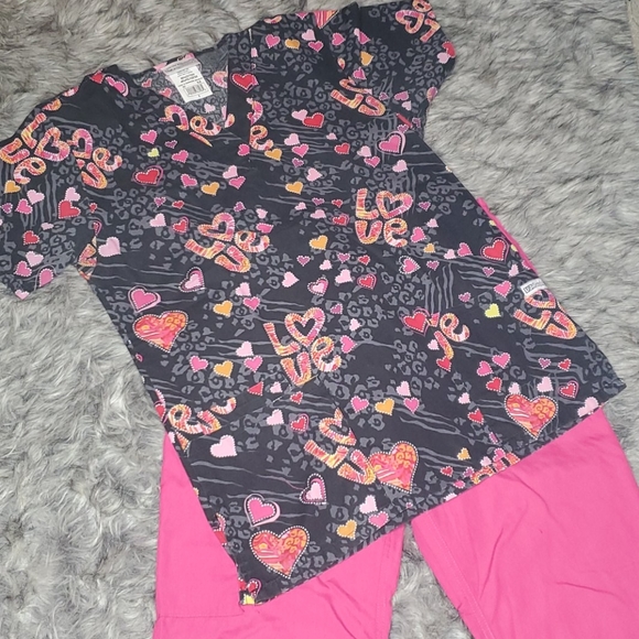 Butter Soft Pants - Top and Bottom Scrubs Valentine's Theme